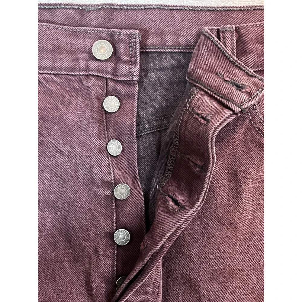 Levis 501 Jeans Men 38x32 Burgundy Wash Button Fly Straight‎ Leg Blank Tab